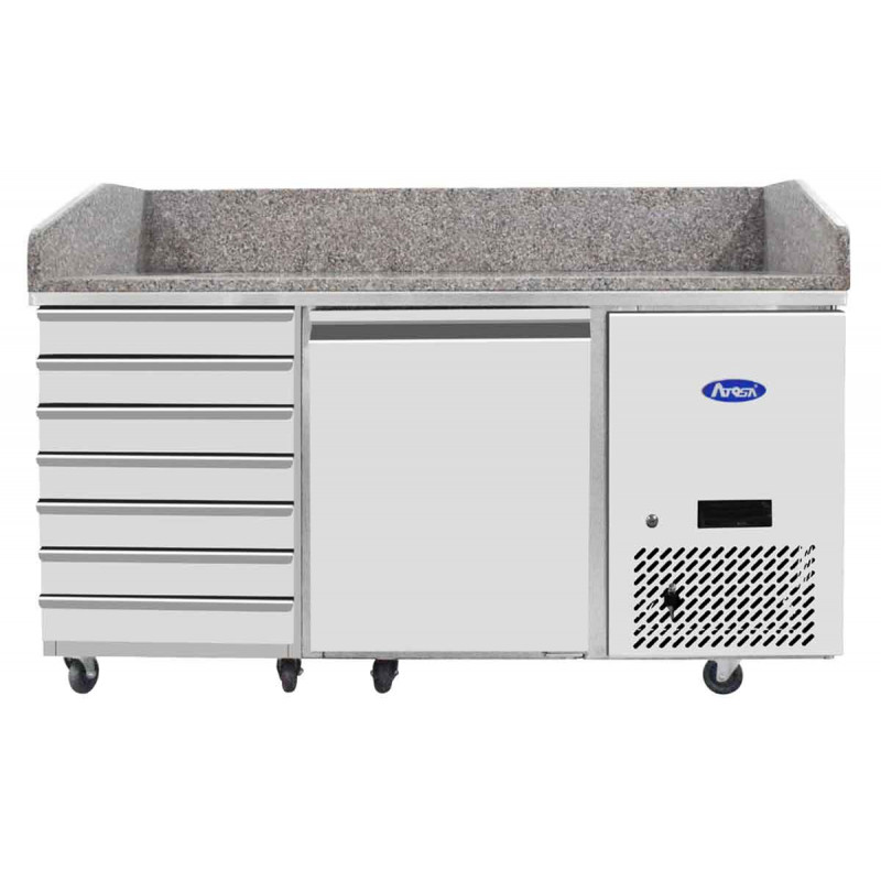 Table à pizzas 400×600 avec plan de travail en granit - Réf EPF3490GR - Froid ventilé et compresseur Embraco_0