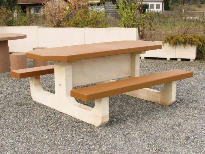 Table de jardin octogonale en béton armé - autostable - accessible PMR - 8 personnes_0