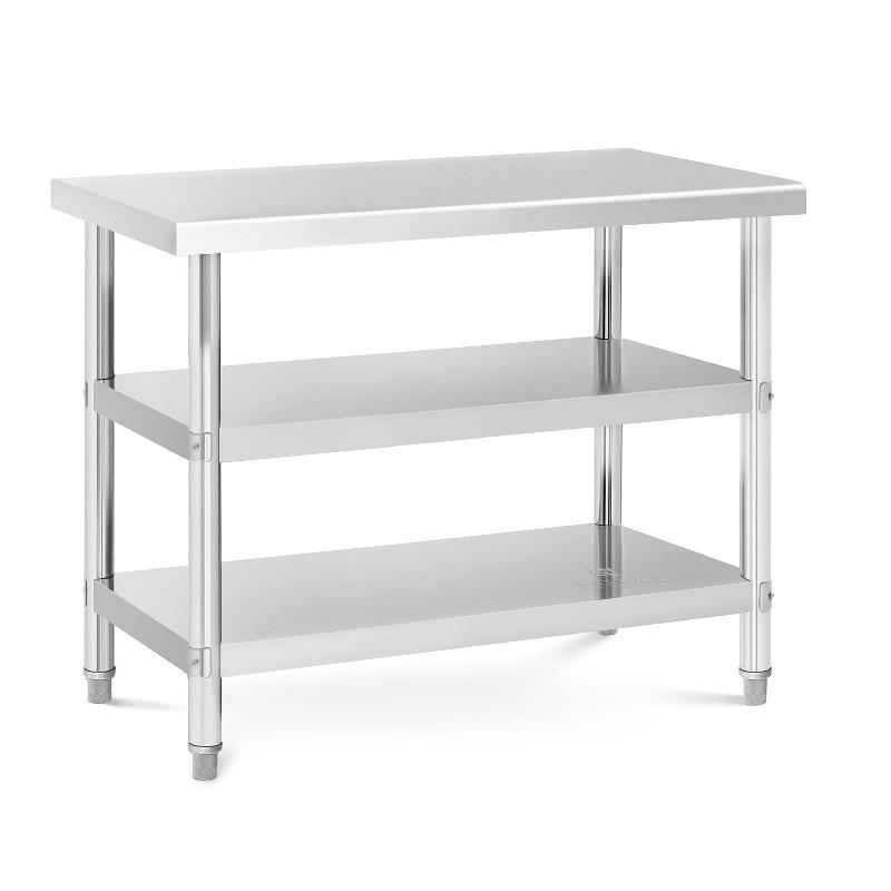 TABLE DE TRAVAIL INOX - 100 X 60 X 5 CM - 185 KG - 2 TABLETTES 14_0007332_0