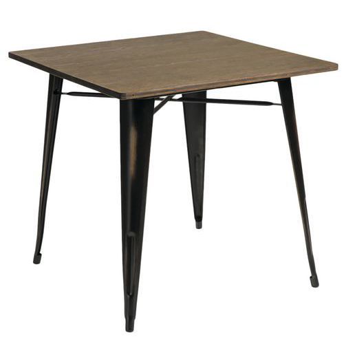 TABLE HOT 70X75X70 CM PIET. NOIR/ PLATEAU BOIS