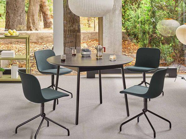 Table de réunion ronde Unit - plateau en placage de bois noir - diamètre 90 ou 120 cm - garantie 2 ans_0