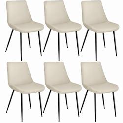 Tectake Lot de 6 chaises Rembourrées aspect velours assise Ergonomique crème - 404940 - beige polyester 404940_0