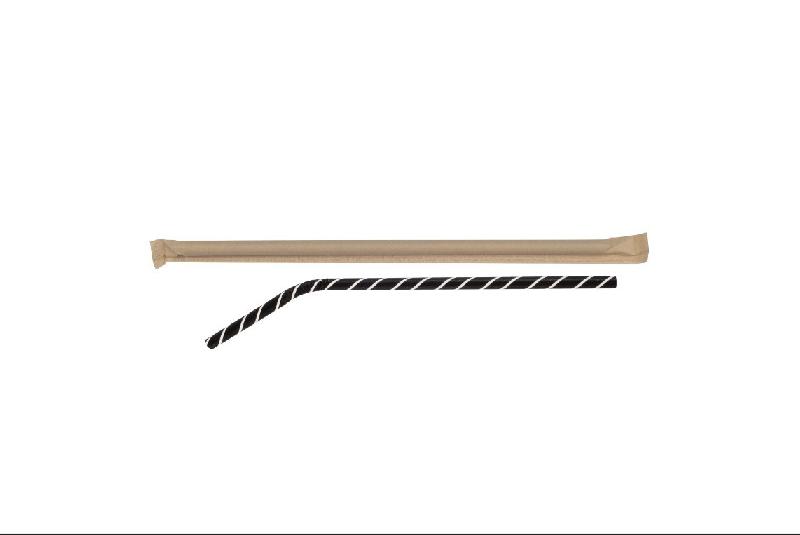 Betik Ecoline – 6000 unités – Paille flexible papier noir emballée individuellement – Ø 6 mm x H 21 cm - multicolore en carton 1010942_0