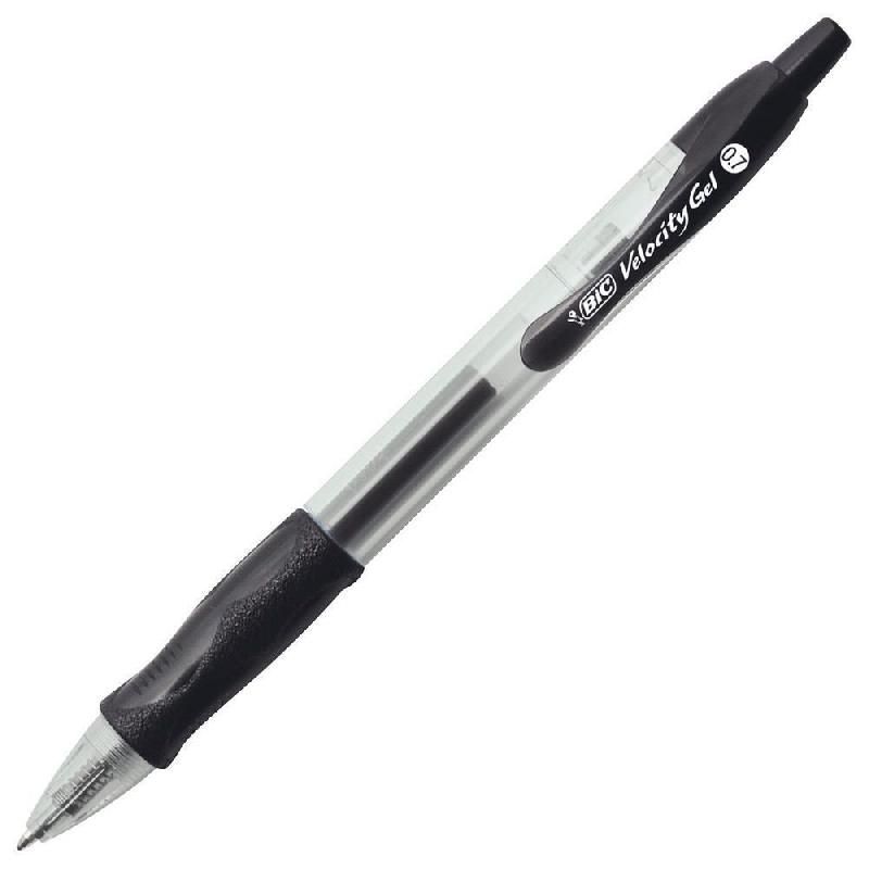 BIC STYLO-BILLE VÉLOCITY GEL - BIC - RÉTRACTABLE - 0,7 MM - NOIR (PRIX À L'UNITÉ)