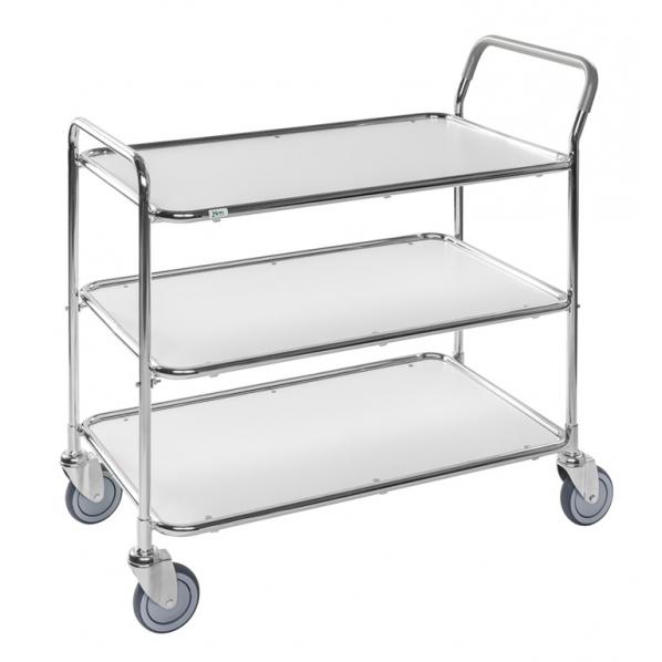 Chariot de service sur roues KONGAMEK - 2 ou 3 plateaux - Blanc - Jusqu'à 250 kg - Roues 125 mm_0