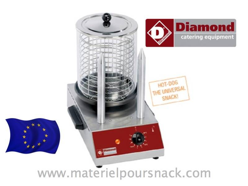 Chauffe-saucisses 2 plots - Diamond STAR-HD/R2 - Manchon en verre Pirex pour 40 saucisses - Fabrication européenne_0