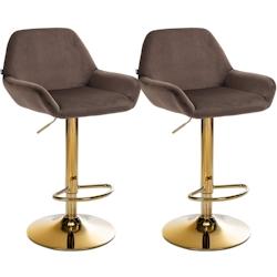 CLP Lot de 2 tabourets de bar Braga or velours Marron - marron textile 325113_0