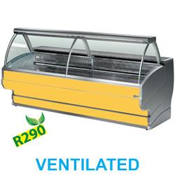Comptoir vitrine réfrigéré ventilé à vitre bombée avec réserve - Modèle TO15/C1-VV/R2_0