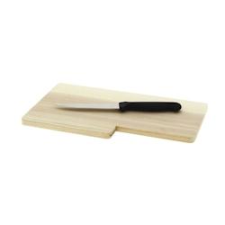 CREAPAK planche à découper en bois de peuplier 28x17 cm et son couteau  - carton de  60 - PLW-737252 F_0