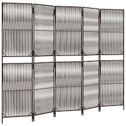 Décoshop26 - Paravent séparateur de pièce cloison 5 panneaux en résine tressée et acier marron DEC031006 - marron 3000258238634_0