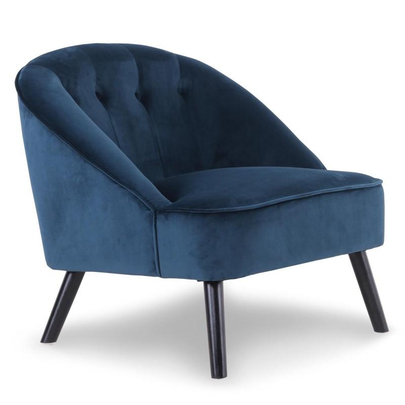 FAUTEUIL SCANDINAVE VELOURS FLAM 76CM BLEU - PARIS PRIX_0