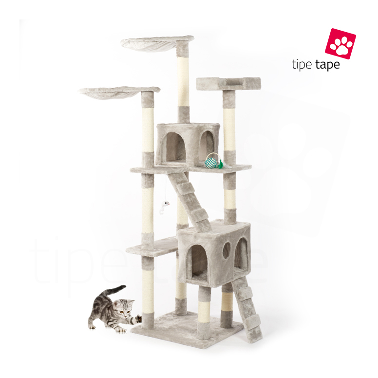 GRIFFOIR POUR CHATS TERRAIN DE JUEX PUOR CHATS DE 170 CM GRIS AVEC BOULE EN HOMMAGE - TIPE TAPE