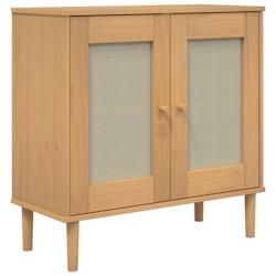 Helloshop26 - Buffet bahut commode armoire meuble de rangement organisateur cuisine salle de séjour salon aspect rotin 80 x 35 x 80 02_0036231 - 3000_0