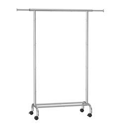 Helloshop26 - Porte-manteau à roulettes portant à vêtements extensible en métal avec étagère de rangement surélevée 40 x (83-120) x 12_0007057_0