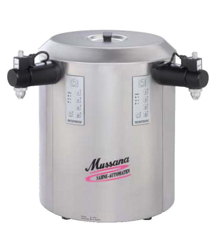 Machine à chantilly professionnelle Duo Mitronic 2 - Mussana France - 2 x 6 litres - diamètre 430 mm - double robinet pour usage à deux_0