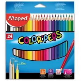 MAPED POCHETTE DE 24 CRAYONS DE COULEUR COLORIS ASSORTIS COLORPEPS