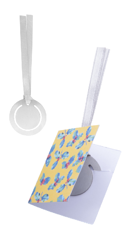 Marque-page en acier inoxydable avec ruban argenté - Carte de vœux sur mesure imprimée recto-verso_0