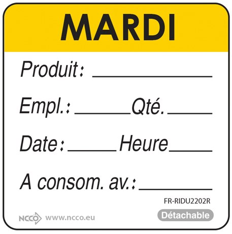 MATFER - ROULEAU DE 500 ÉTIQUETTE MARDI JAUNE - 257002