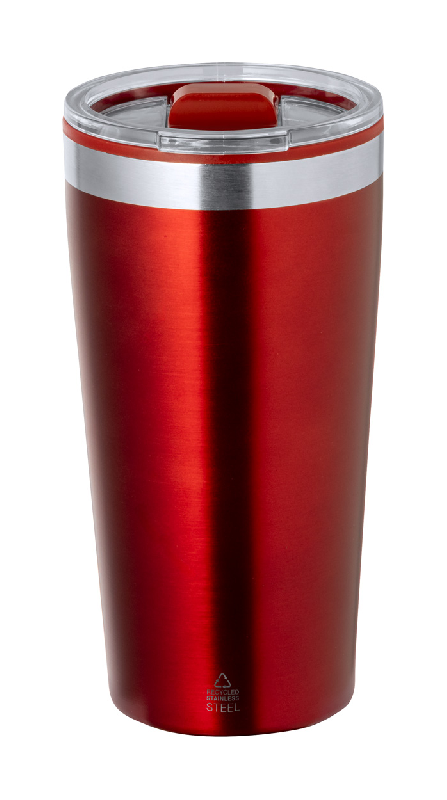Mug Thermos - Gobelet isotherme à double paroi en acier inoxydable recyclé - 600 ml - Rouge_0