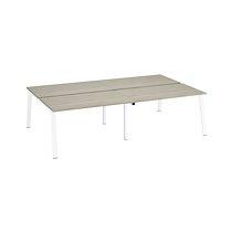 Pôle de 4 bureaux droits chêne gris L 140 x P 80 cm piétement métal blanc - Arch_0