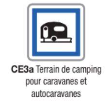 Panneau de signalisation d'indication  type ce3a pour terrain de camping pour caravane et autocaravane_0