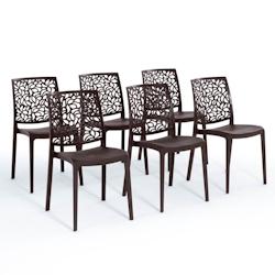 RATTATAN Set 6 Chaises en polypropylène avec fibre de verre empilables pour extérieur et jardin, bar et restaurant, cuisine design moderne - ANNA -_0