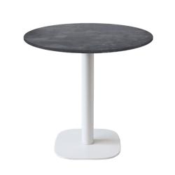 Restootab - Table Ø70cm - modèle Round pied blanc ardoise métallisée - noir fonte 3760371519453_0