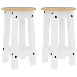 VidaXL Tabourets De Bar Lot De 2 Blanc Bois Massif De Pin - blanc 4005701_0