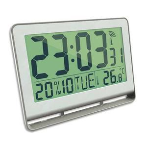Alba horloge murale lcd multifonction radio-pilotée livrée 2 piles aaa fournies en abs l20 x h15 cm blanc_0