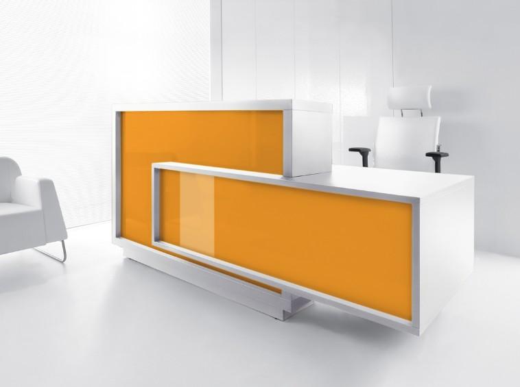 Bureau d'accueil original modèle Foro - MDD - Orange, Blanc, A droite_1