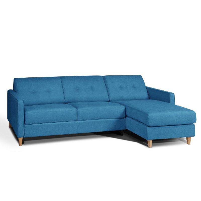 Canapé d'angle norway - matelas 16 cm - ouverture express - sommier lattes Renatonisi - tweed bleu azur_0