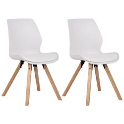Décoshop26 - Lot de 2 chaises de salle à manger en plastique blanc style scandinave pieds bois CDS101141 - blanc 3002465032692_0