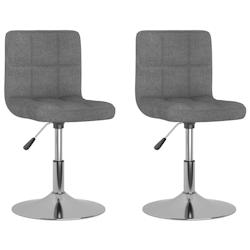 Décoshop26 - Lot de 2 tabourets de bar chaise de comptoir siège pivotant hauteur réglable en tissu gris clair DEC025231 - gris 3000255142286_0