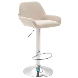 Décoshop26 - Tabouret de bar x1 repose-pieds en forme d'arc en métal chromé assise en tissu crème 10_0004548 - 3000252167930_0