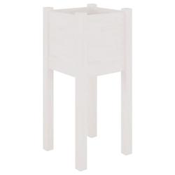 Helloshop26 - Jardinière bac lit surélevé plantes fleurs terrasse jardin d'extérieur 31 x 31 x 70 cm bois de pin massif blanc 02_0038544 - 3000217_0