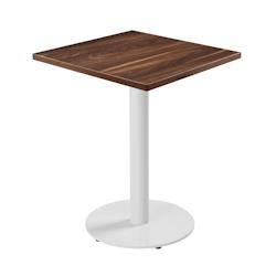 Oviala Business Table à manger carrée 60 cm pied blanc et revêtement bois foncé - marron acier 113150_0