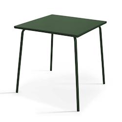 Oviala Business Table de jardin carrée en métal vert forêt 70cm - vert acier 113907_0