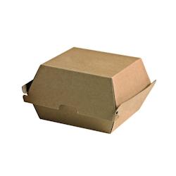 Packnwood FHC - 300Pcs - Boîte burger en carton kraft brun microcannelé - 14,5x13x10cm - recyclable et adaptée au micro-ondes_0