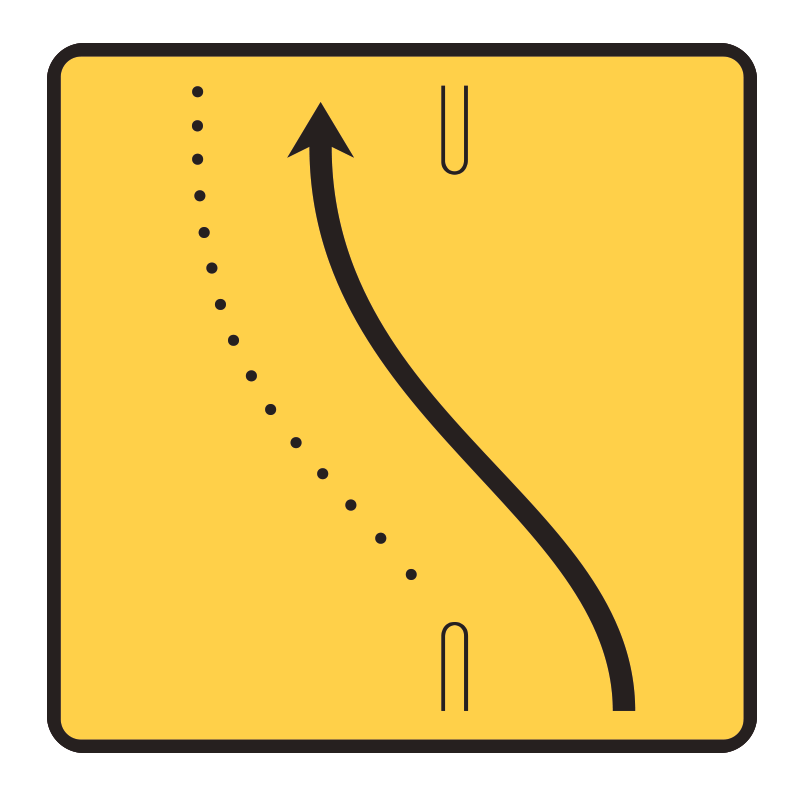 Panneau voirie temporaire KD8 ex3 - Changement de chaussée ou de trajectoire sur une voie - WP Signalisation_0