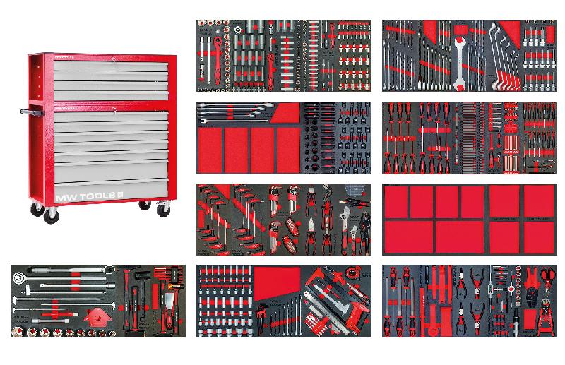 Servante d'atelier complète large avec coffre XXL 729 outils MW Tools MWE799G33_0
