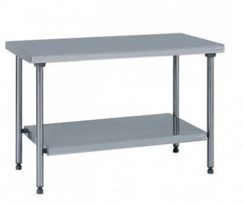 Table inox centrale avec étagère basse TOURNUS EQUIPEMENT - Référence : 424 923 - Hauteur réglable jusqu'à 930 mm - Dimensions 1400x600x900/1000 mm_0