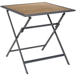 Table pliable en métal anthracite et effet bois Barcelone 70 x 70 cm The Home Deco Factory - gris 3664944658184_0