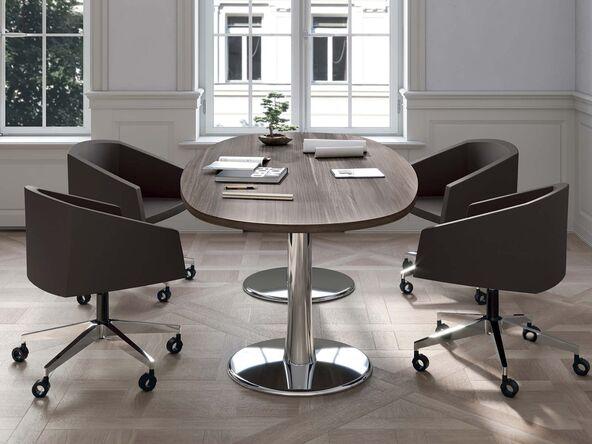 Table de réunion Ovale Etner - pied tulipe chrome design - 200x110 ou 240x110 cm_0