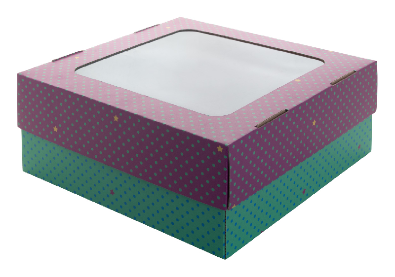 Boîte cadeaux en carton ondulé - fond et couvercle avec impression couleur et fenêtre - sur mesure_0