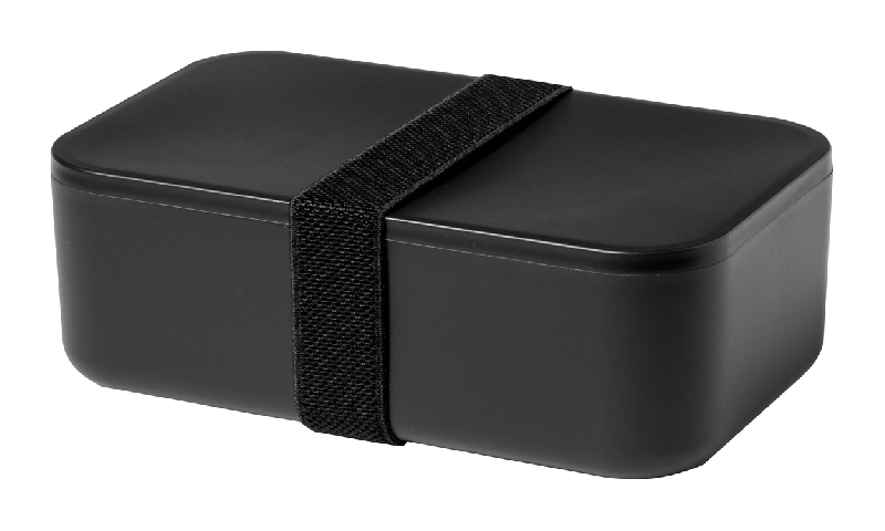 Boîte lunch en plastique PP - 1000 ml - avec sangle élastique - couleur noire_0