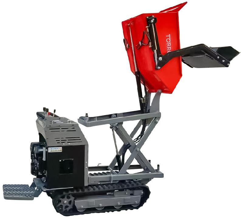Mini-dumper hydrostatique à chenilles - élévateur ciseaux, pelle 50kg, benne basculante 500kg, 9CH, démarrage électrique - Torros HRS500HSE_0