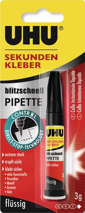 Colle instantanée PIPETTE ultrarapide Control 3 g incolore tube UHU_0