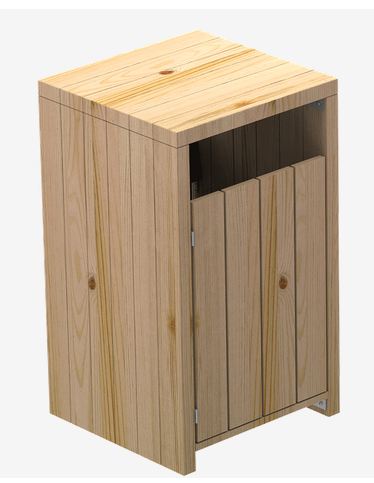 Poubelle publique Picco PA664 - en bois de pin traité - avec couvercle et porte de remplacement_0