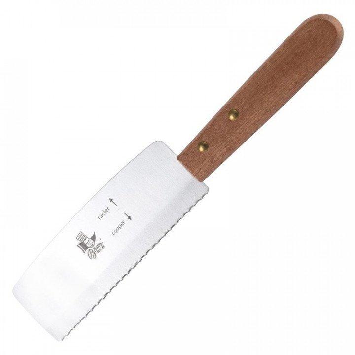 Couteau inox à raclette (H)200 x (L)200 x (P)250 mm, manche en bois_0