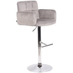 Décoshop26 - Tabouret de bar pivotant en velours gris et métal chromé avec accoudoirs repose-pieds et dossier TDB10647 - gris 3002470832690_0